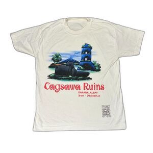 VTG 90's M Philippines Hand Painted Cagsawa Ruins Art T shirt